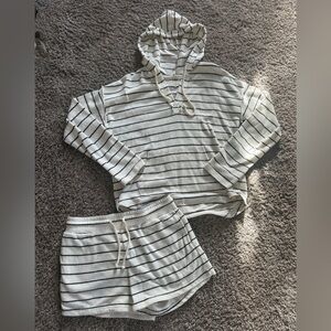 Thread & Supply Cream and Navy Striped matching Set